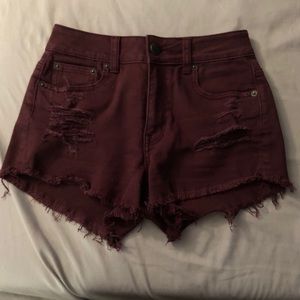 Maroon high waisted shorts from American Eagle